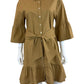 VERONICA BEARD Khaki Button-Down Mini Dress Size 12