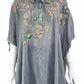 Johnny Was Gray Floral Embroidered Tunic Size M