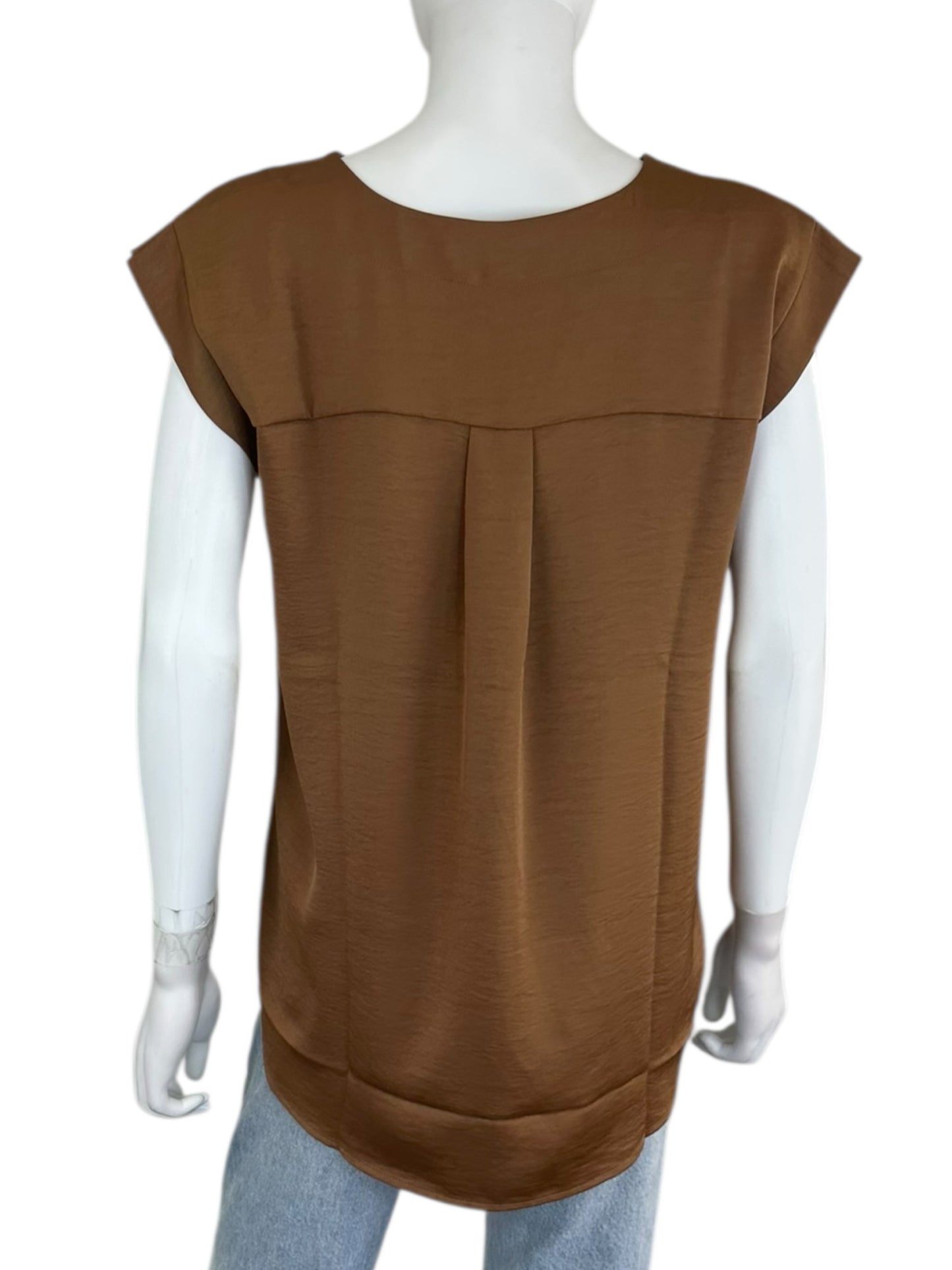 NWT LOFT Brown Satin Blouse Size S