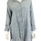 TAHARI 100% Linen Blue Striped Button-down Size L