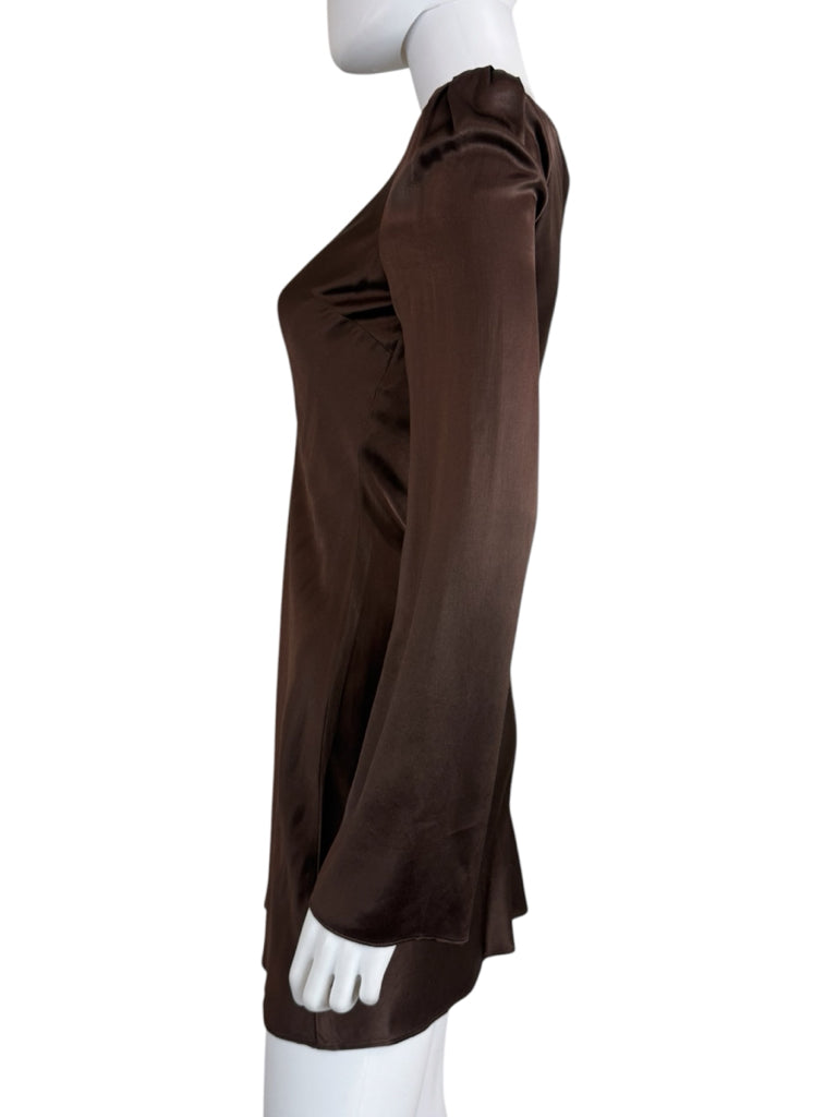 STONE COLD FOX x REVOLVE Brown Satin Basier Mini Dress Size XS