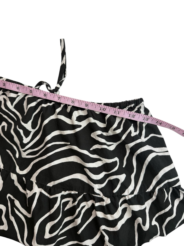 Rails Black Zebra Evy One Shoulder Cropped Top & Skirt Size XS