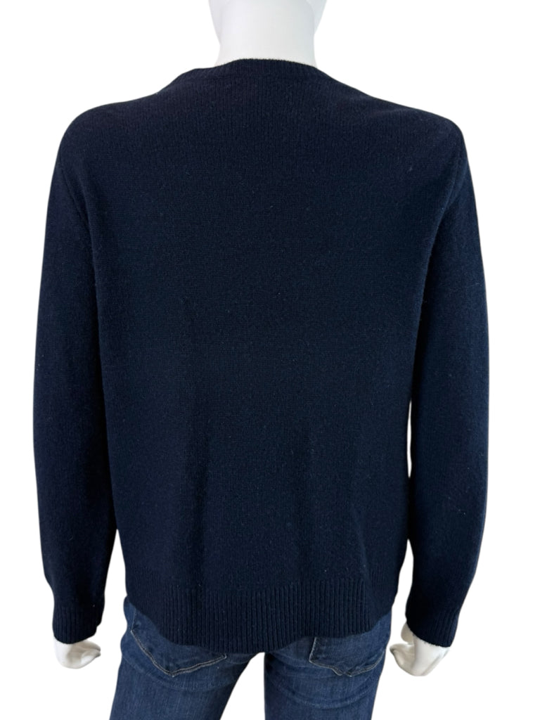 J. Crew Navy Jeweled Fair Isle Wool Sweater Size L