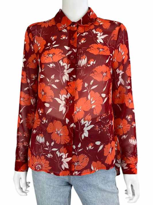 cabi Red Floral Button-Down Size XS