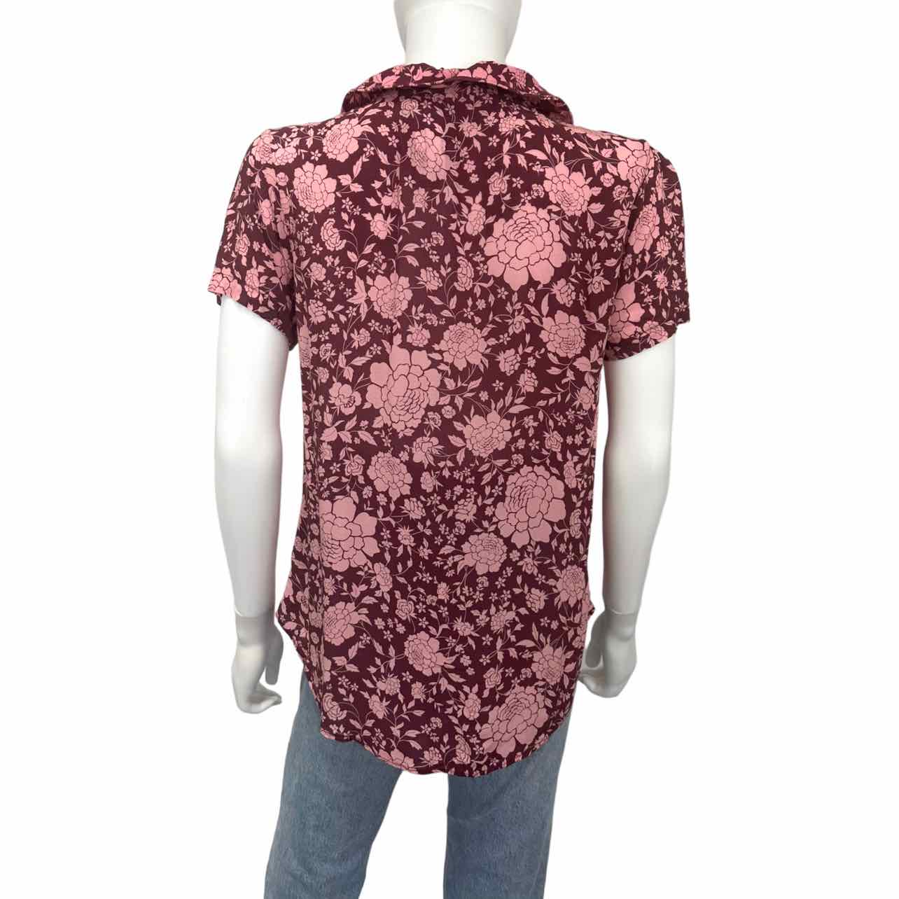 Novella Royale Maroon Floral Print Top Size S