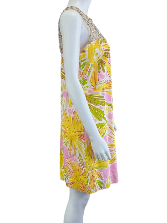 Lilly Pulitzer Yellow Pink and Green Cocktail Dress Size 10