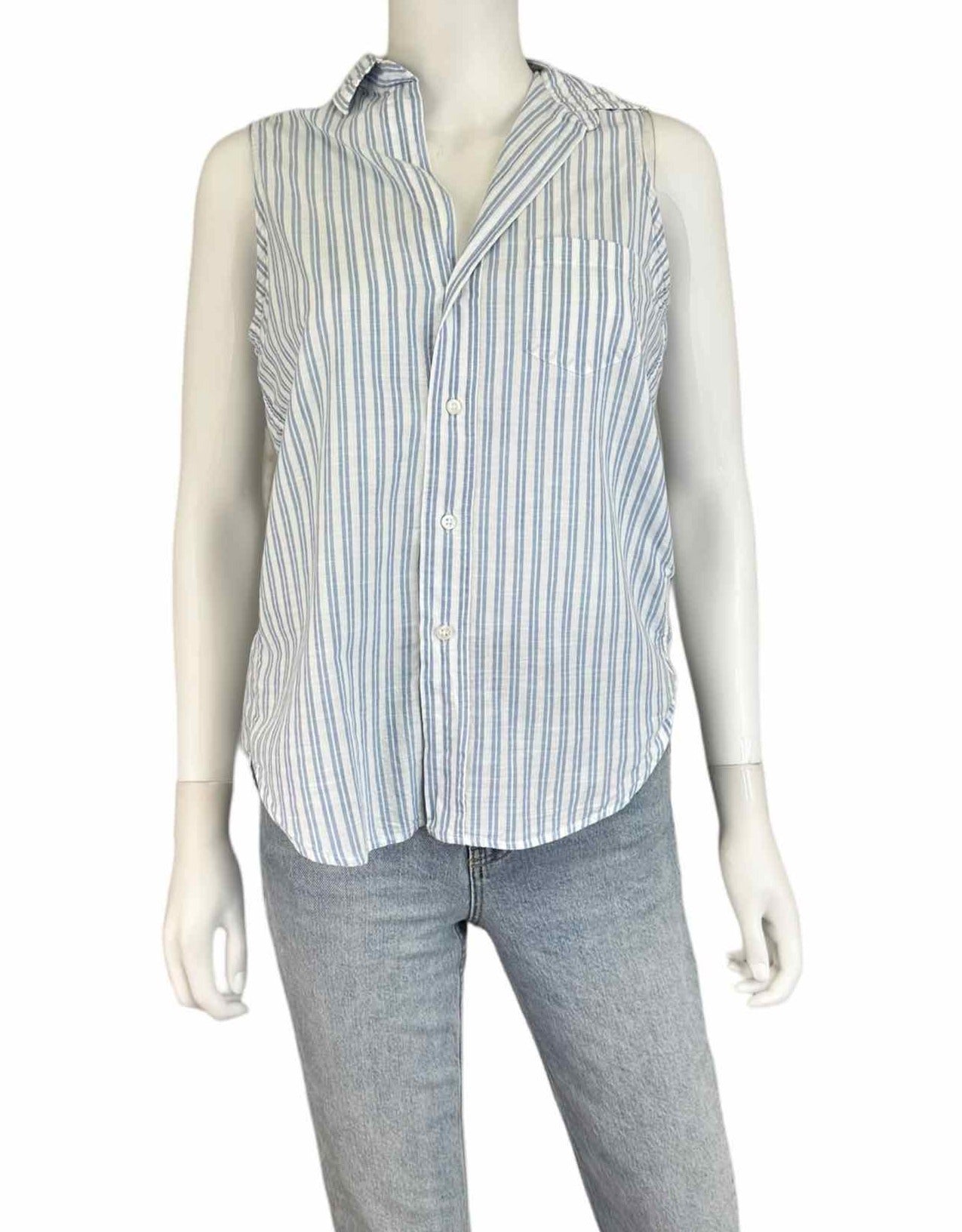 Frank & Eileen Blue Striped FIONA Button-Down Shirt Size XXS