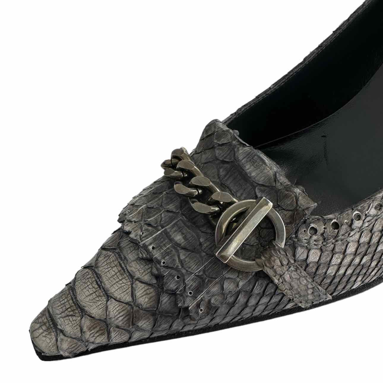 Stuart Weitzman Gray Leather Snake Print Pumps Size 9