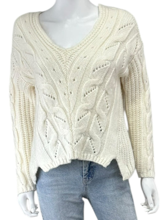 anthropologie NWT Cream Cable Knit Sweater Size XS
