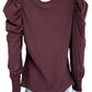 Nation Maroon Puff Sleeve Knit Top Size L