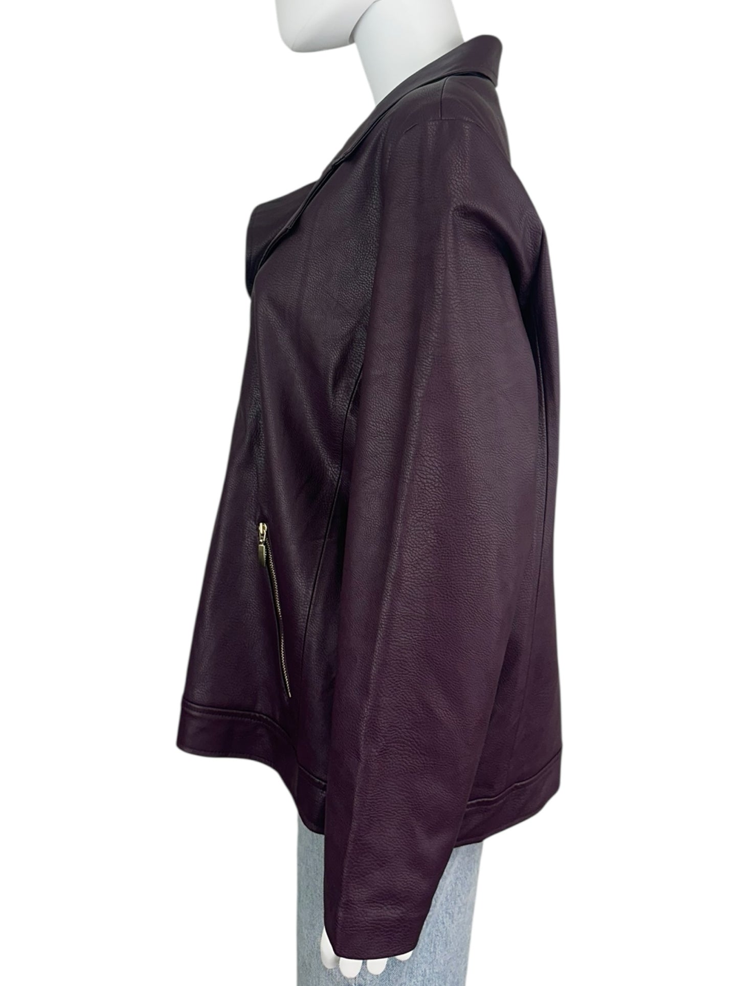 Chico's Purple Vegan Leather Jacket Size XL