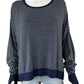 EILEEN FISHER Navy Striped Sweater Size L