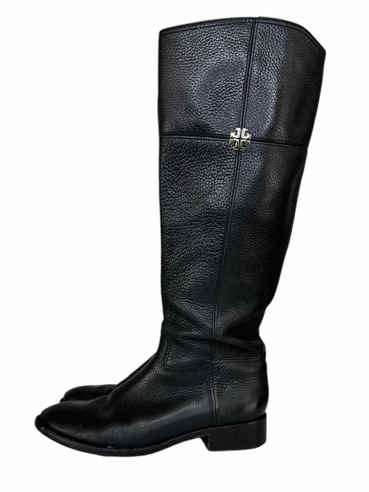 Tory Burch Jolie Black Pebblegrain Knee-High Boots Size 8