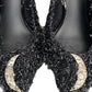 ELIZABETH DAMRICH x ANTONIO MELANI NEW Black Moon Boucle Ornamented Frayed Slingback Size 7