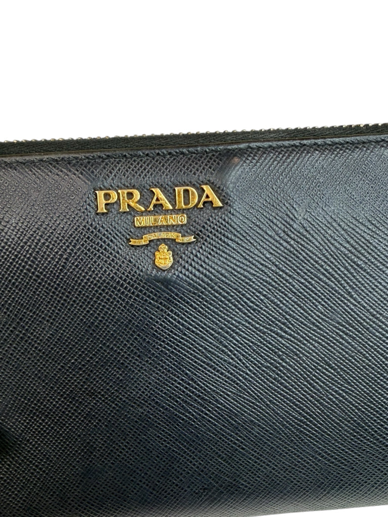 PRADA Navy Saffiano Leather Convertible Crossbody Wallet