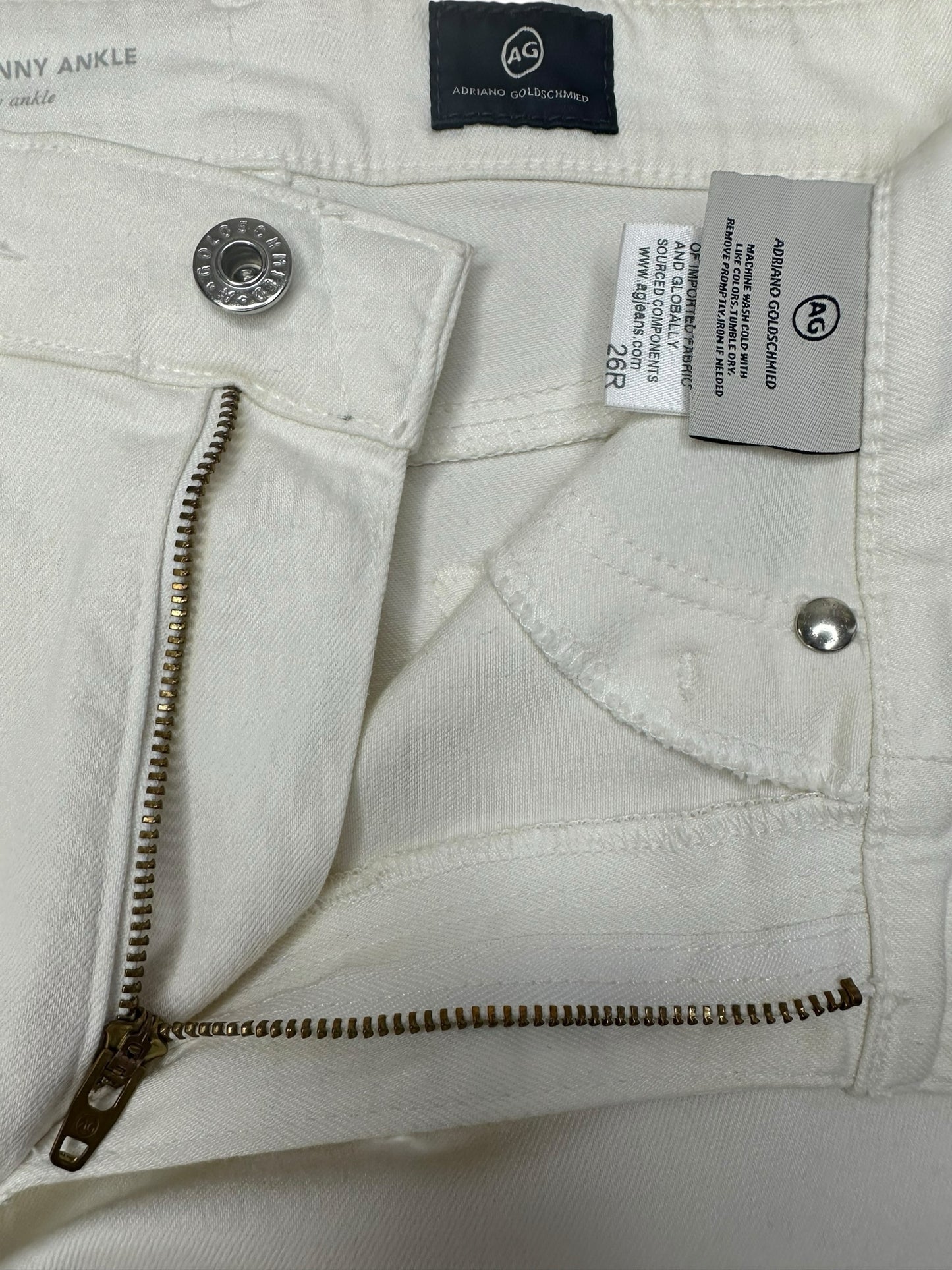 Adriano Goldschmied White Skinny Ankle Jeans Size 26