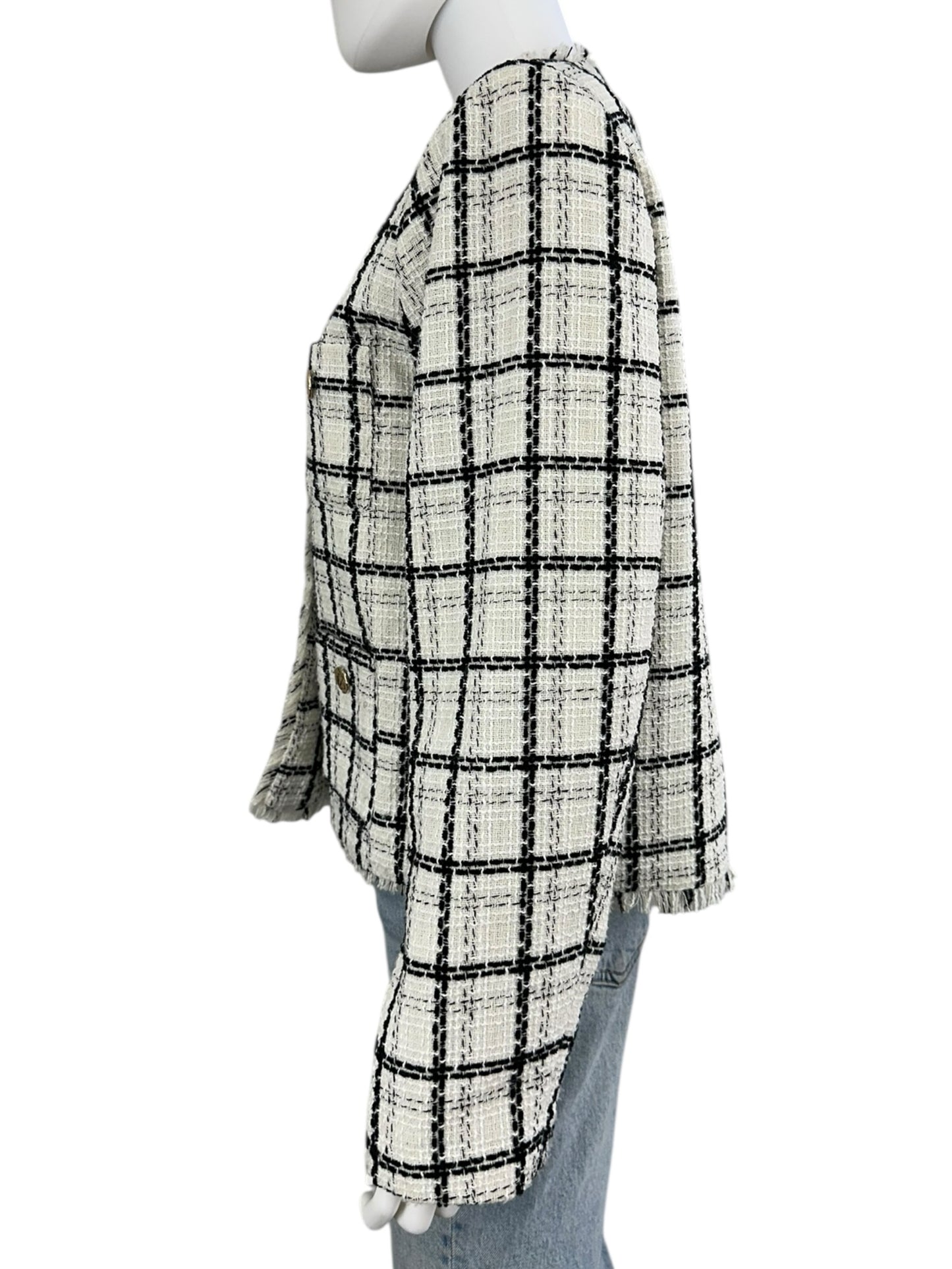 TAHARI Plaid Tweed Jacket Size L