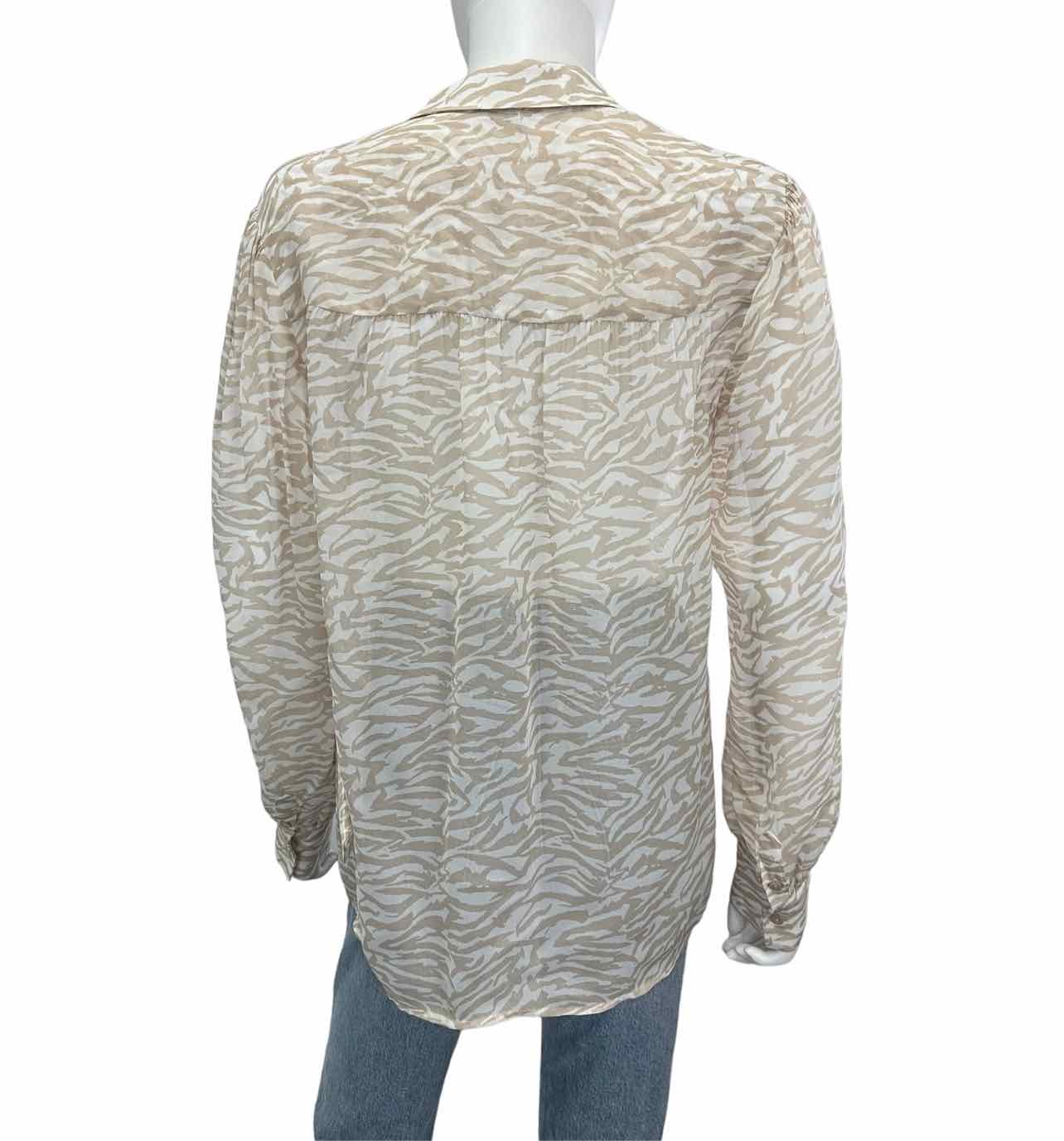 ecru NWT Tan Zebra Sheer Print Blouse Size S