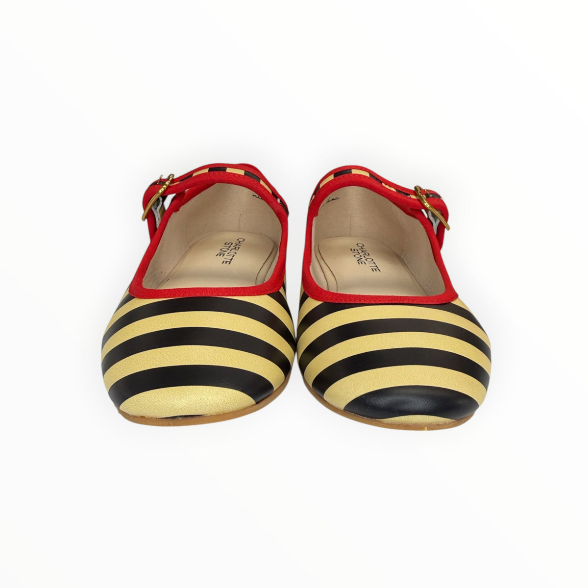 CHARLOTTE STONE Raleigh Leather Striped Mary Jane Flats Size 7