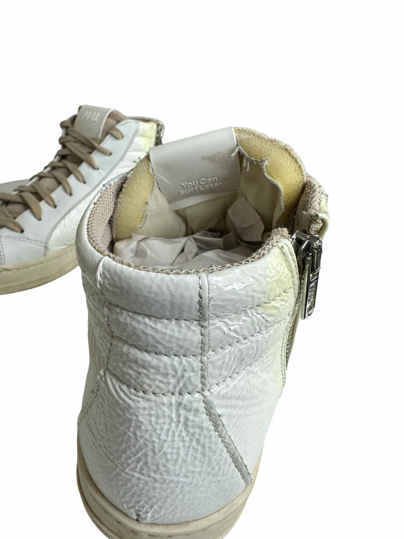 P448 White Leather Skate High Top Sneakers Size 38