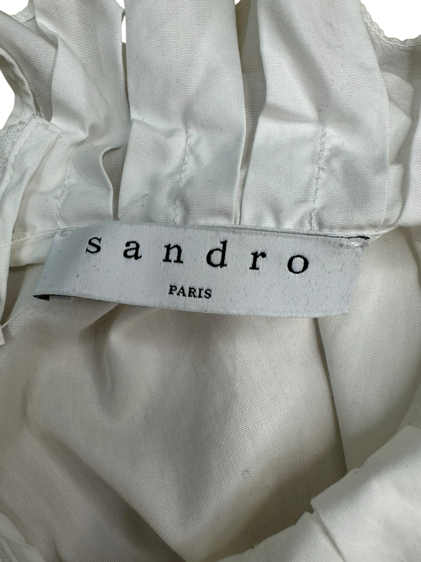 Sandro White Ruffle Neck Blouse Size 3