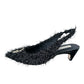ELIZABETH DAMRICH x ANTONIO MELANI NEW Black Moon Boucle Ornamented Frayed Slingback Size 7