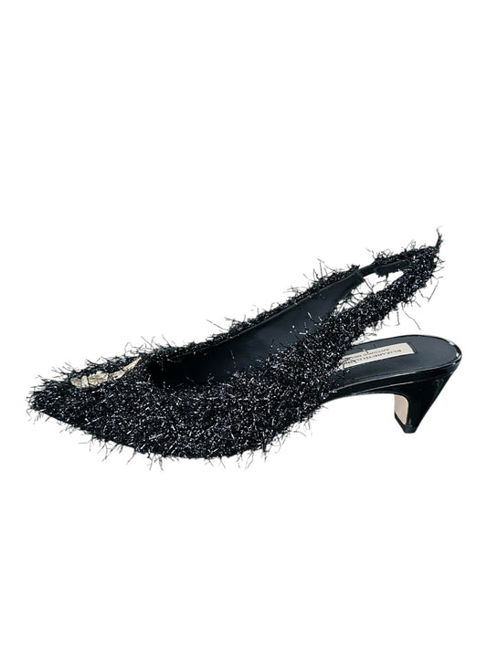 ELIZABETH DAMRICH x ANTONIO MELANI NEW Black Moon Boucle Ornamented Frayed Slingback Size 7