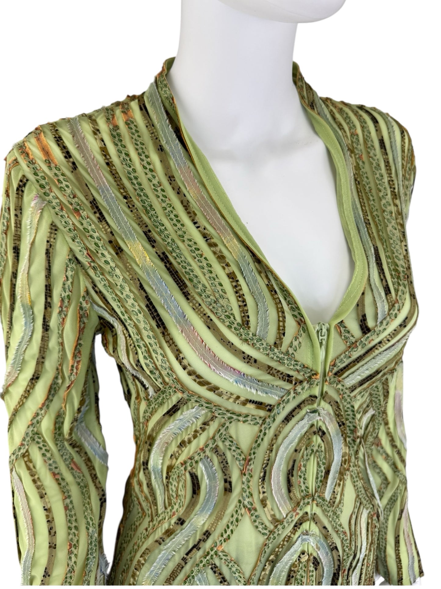 Alexandra Rosati Green Ribbon Jacket Size 6