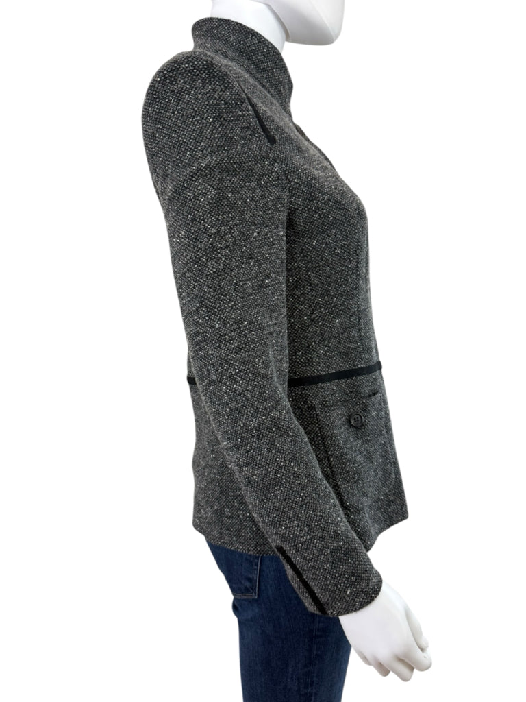 Rene Lezard Black Tweed Wool Blazer Size 38