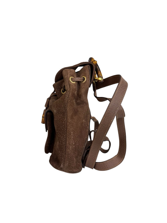 Gucci Vintage Brown Suede Backpack Designer Handbag