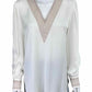 ELIE TAHARI Cream 100% Silk Eyelet Top Size S