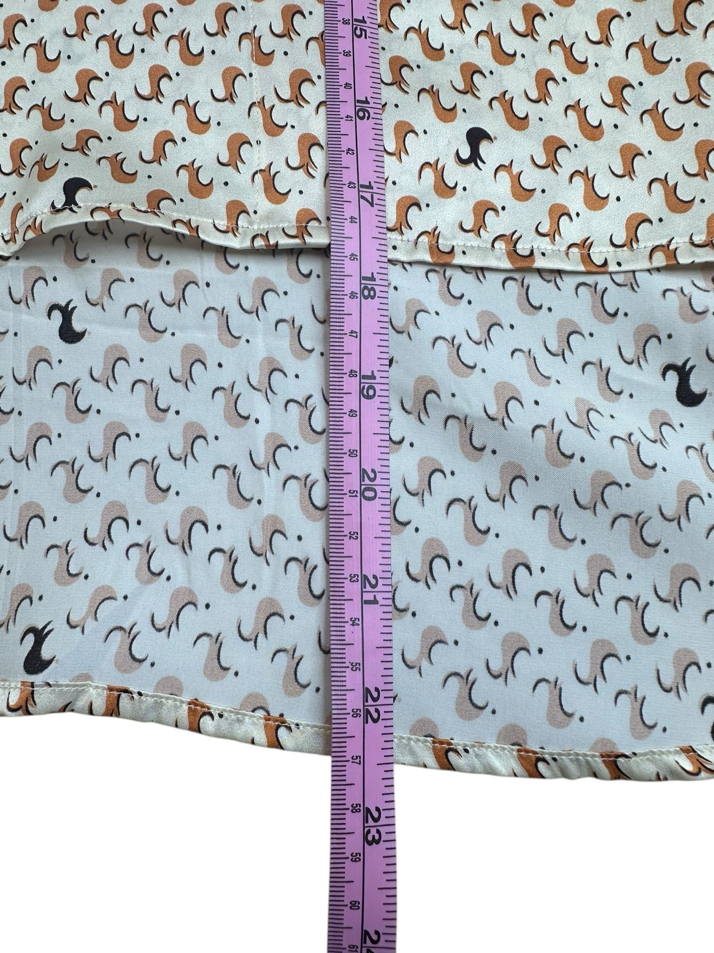 catherine gee Cream Patterned Button Down 100% Silk Size S
