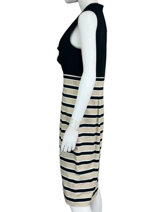 White House Black Market Black Striped Midi Dress Size M