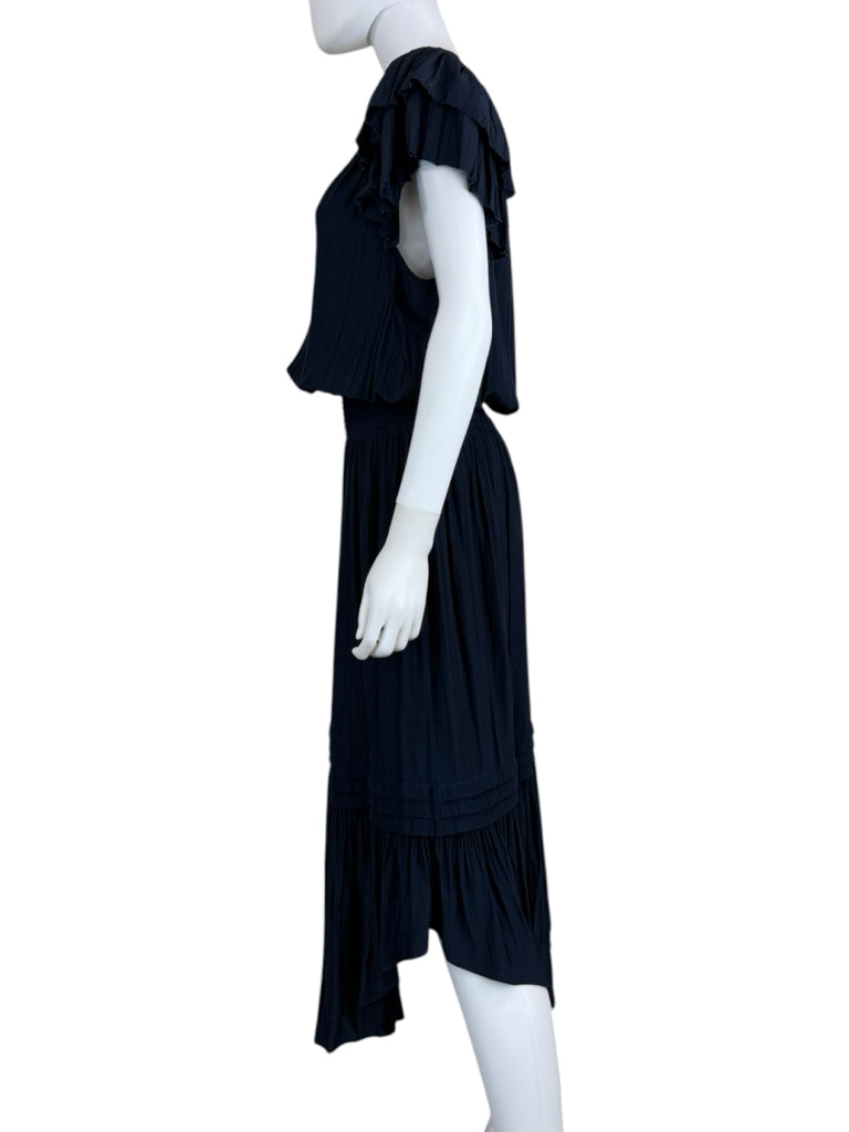 RAMY BROOK Navy Ruffle Maxi Dress Size L