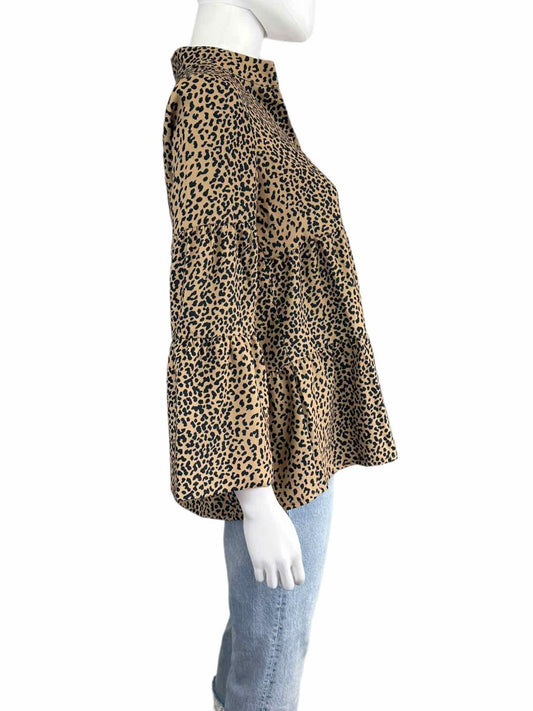 TUCKERNUCK Brown Leopard Blouse Size XS