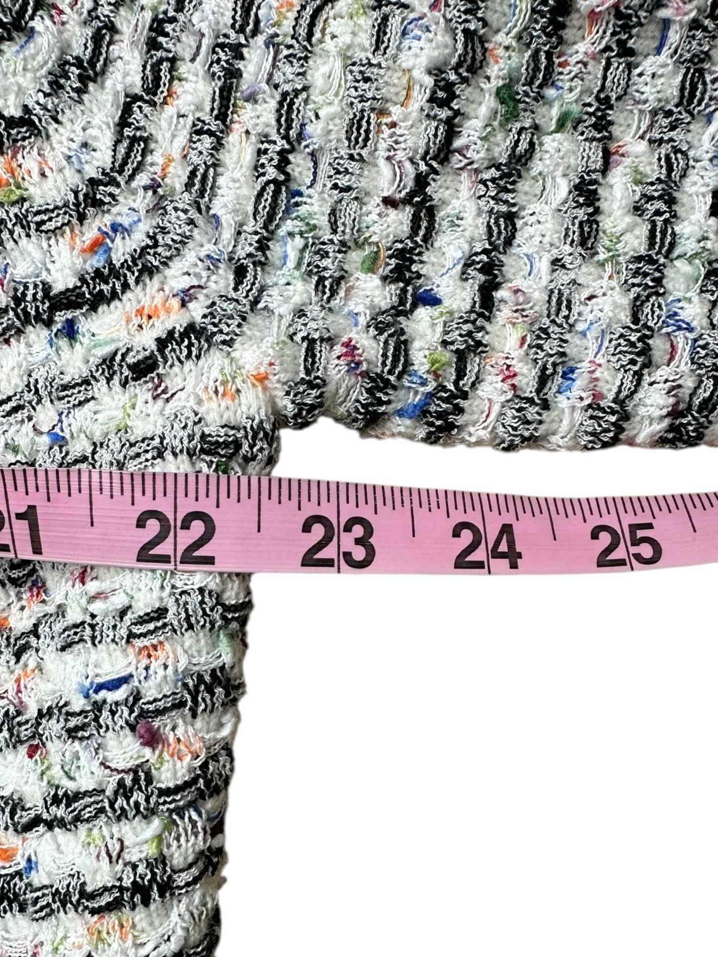 MILLY Tweed Fringe Trim Sweater Cardigan Jacket Size L