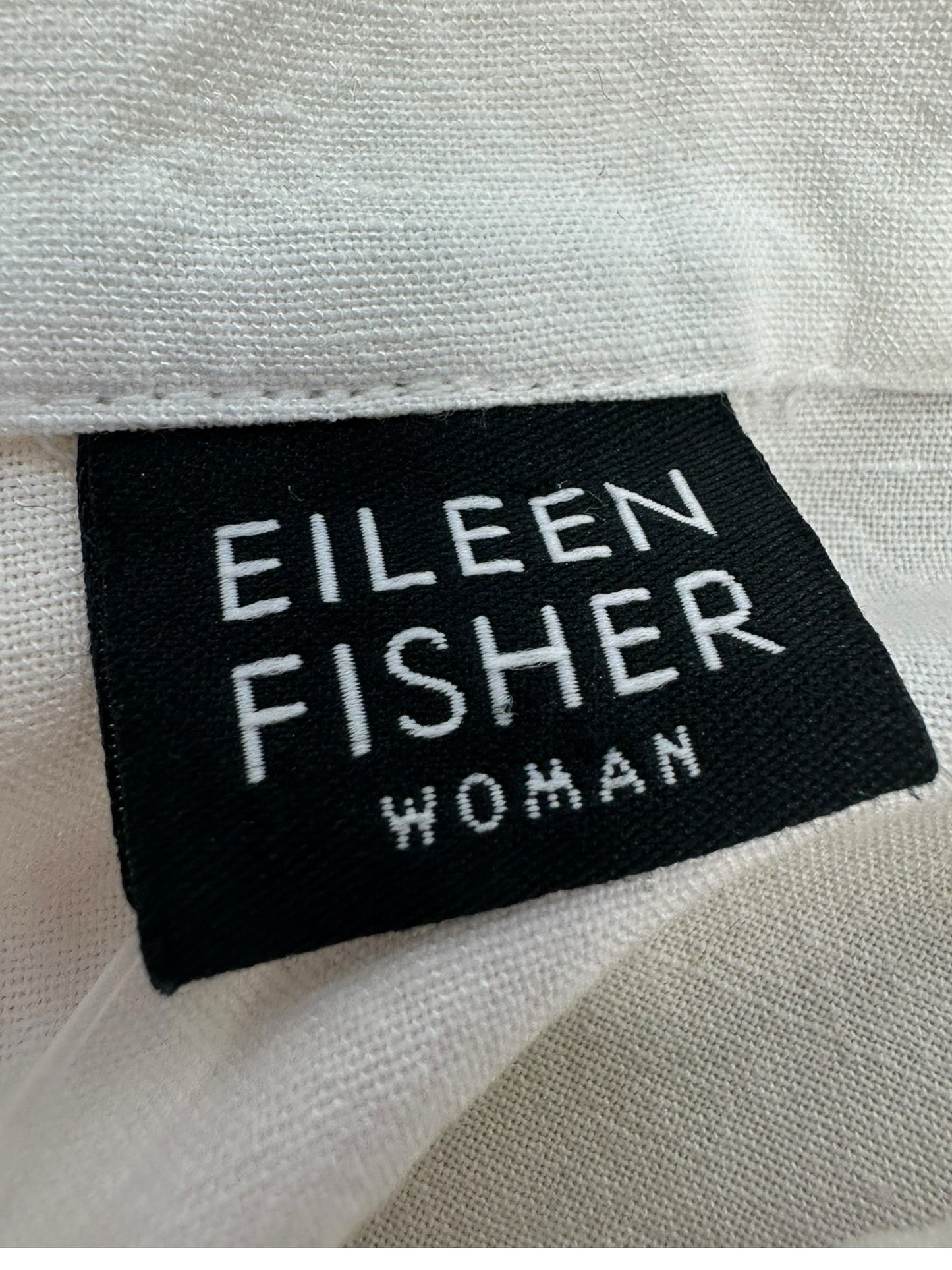 EILEEN FISHER White Linen Button-down Size L