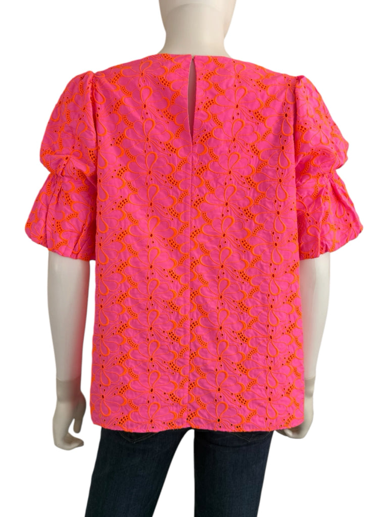 Lilly Pulitzer Pink Lailah Eyelet Embroidered Top Size L