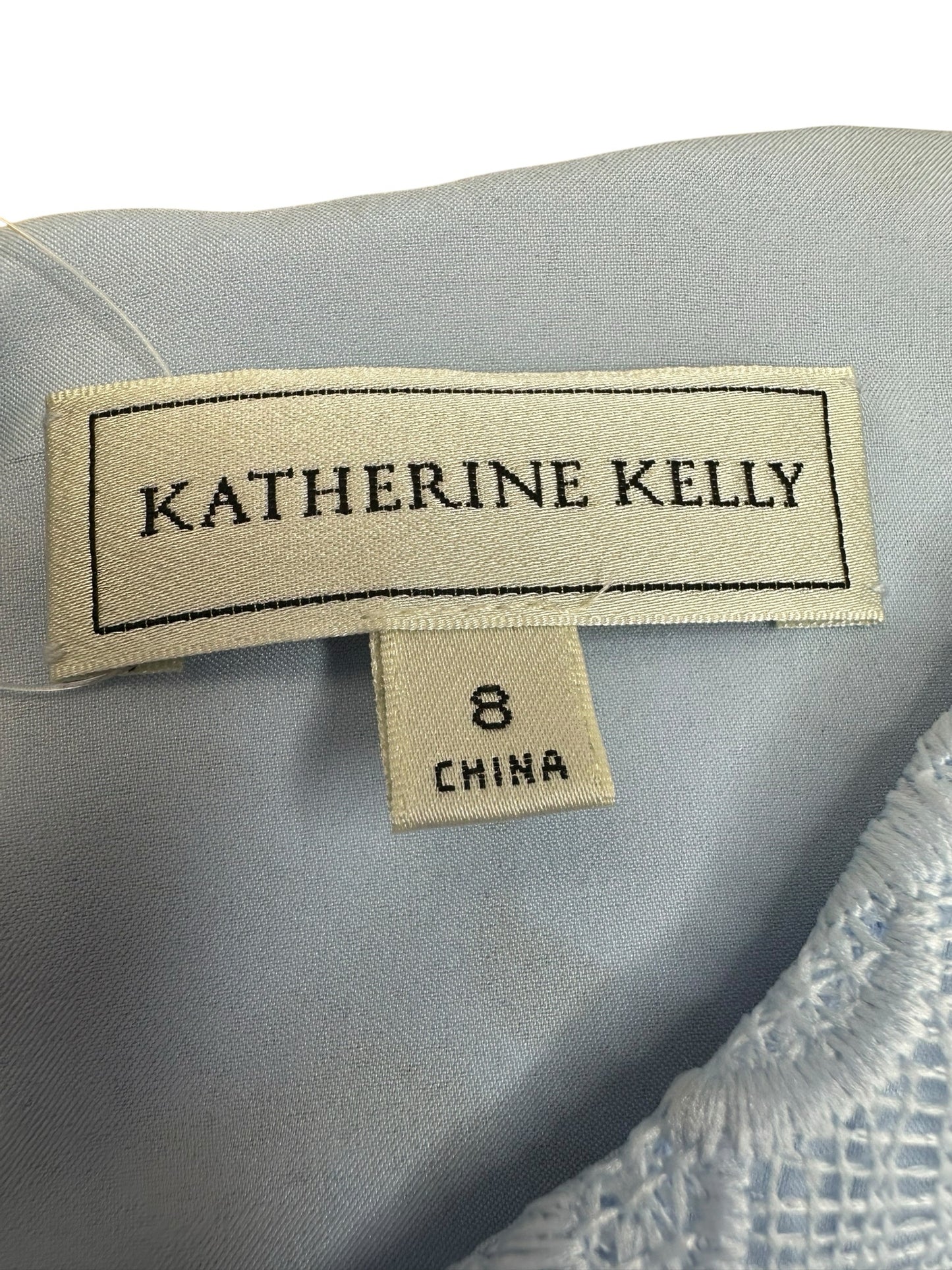 Katherine Kelly Blue Floral Eyelet Dress Size 8