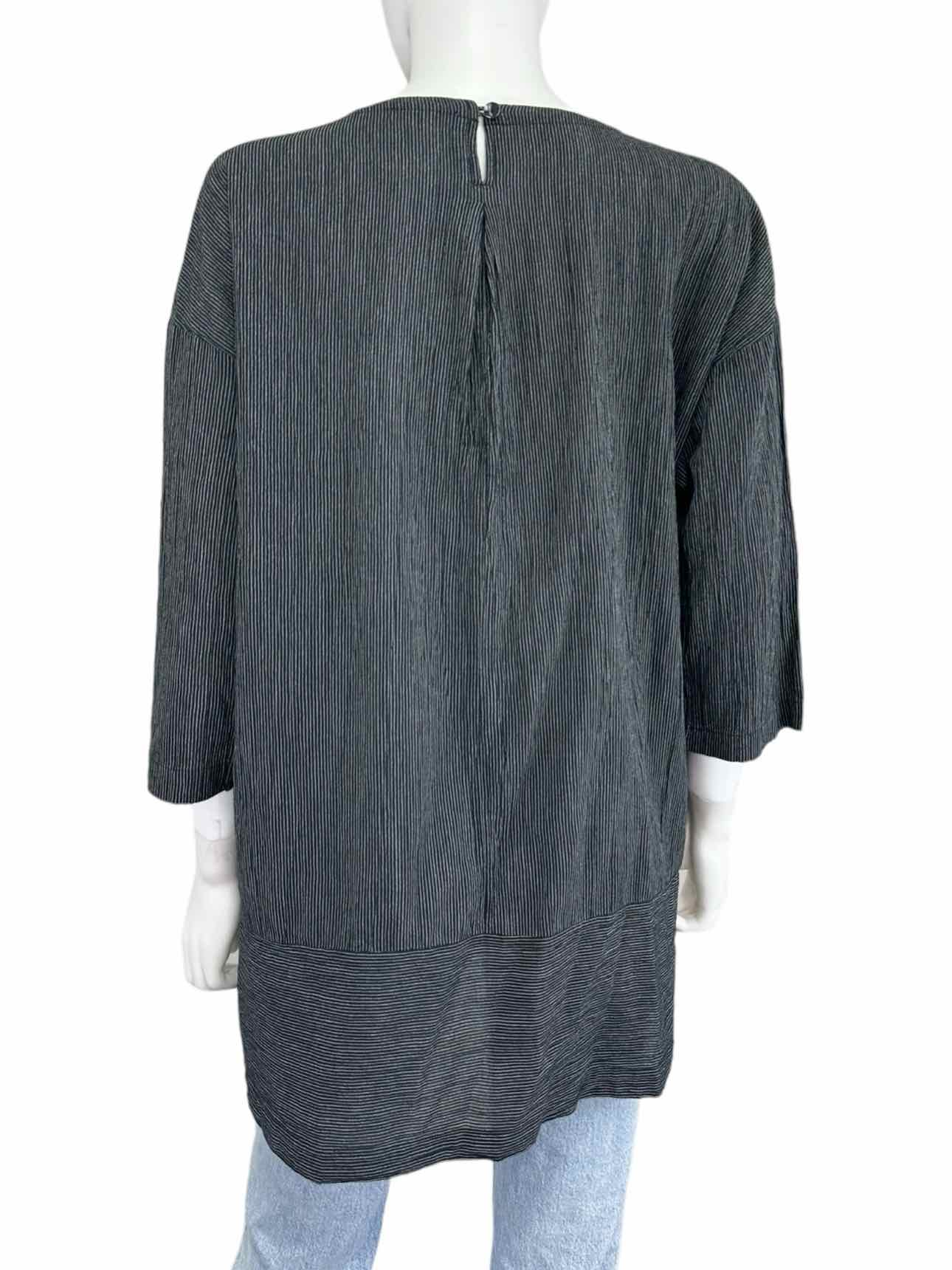 EILEEN FISHER Black Striped Organic Cotton Tunic Size XS