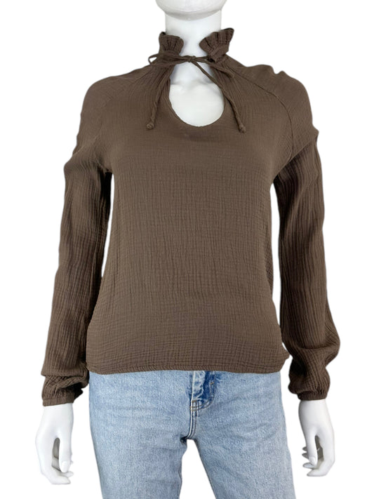 S'edge Brown Cotton Gauz Top Size XS