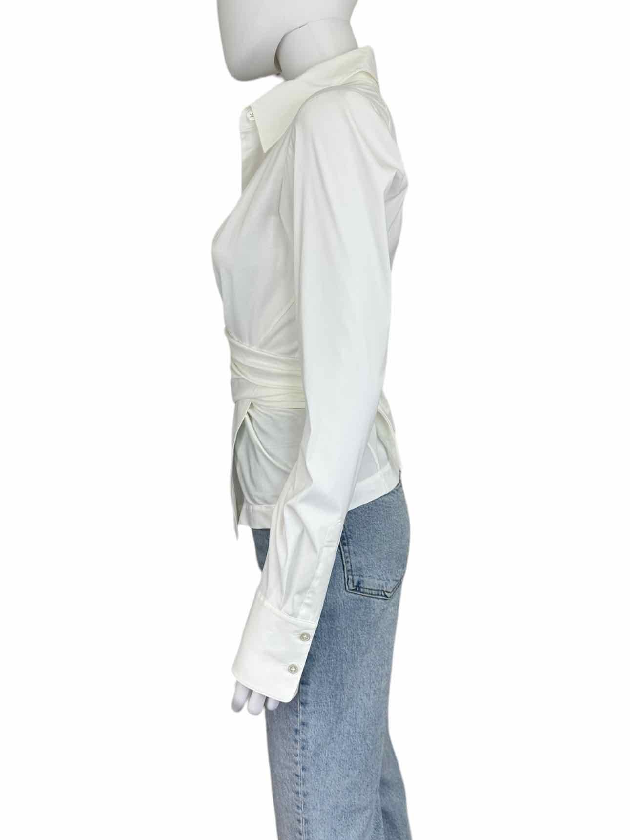 Donna Karan White Wrap Blouse Size S