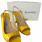 Manolo Blahnik Yellow THEYMESLI Slingback Peep Toe Pumps Size 36.5