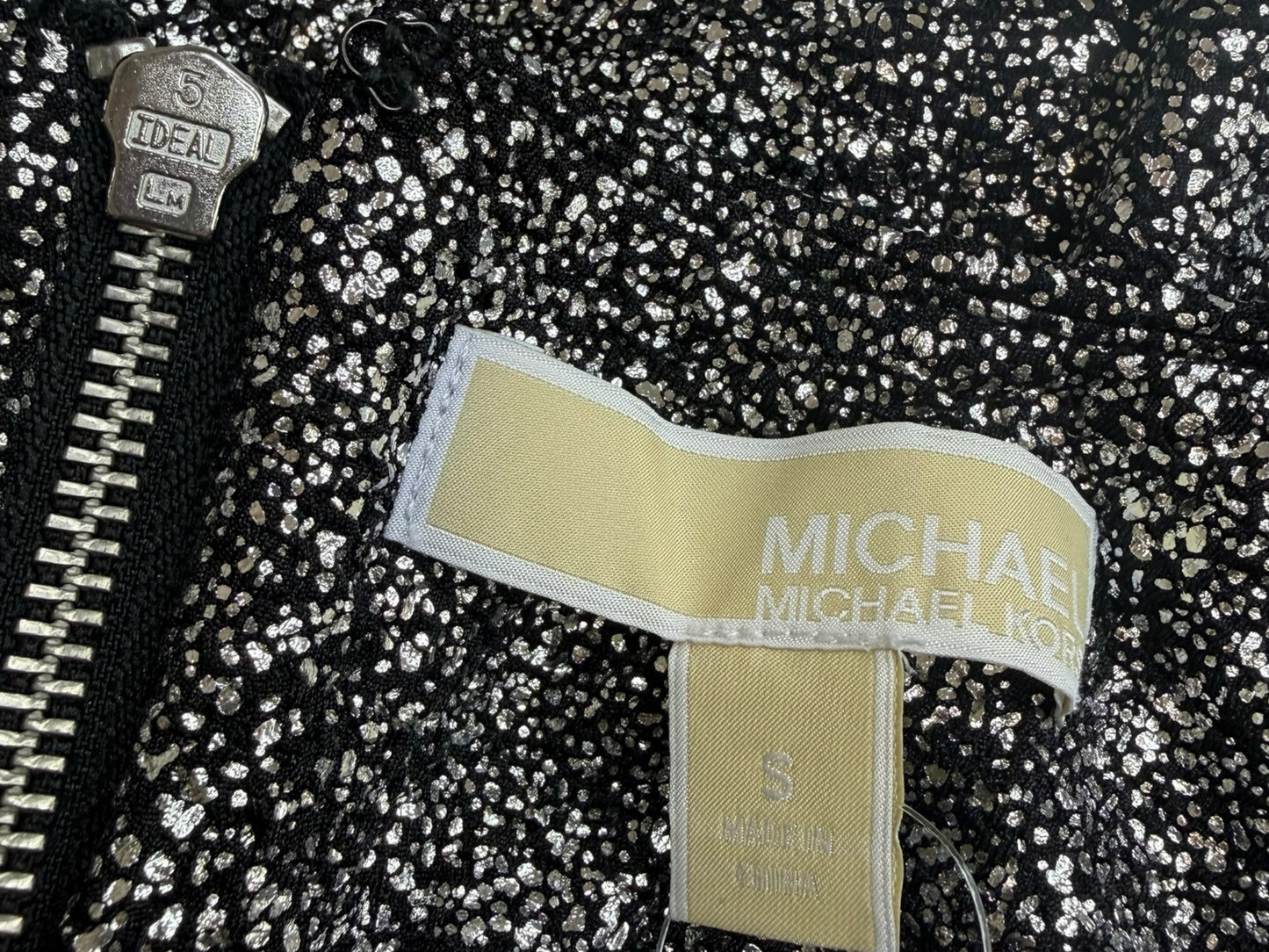 MICHAEL Michael Kors Black Foil Cold Shoulder Dress Size S