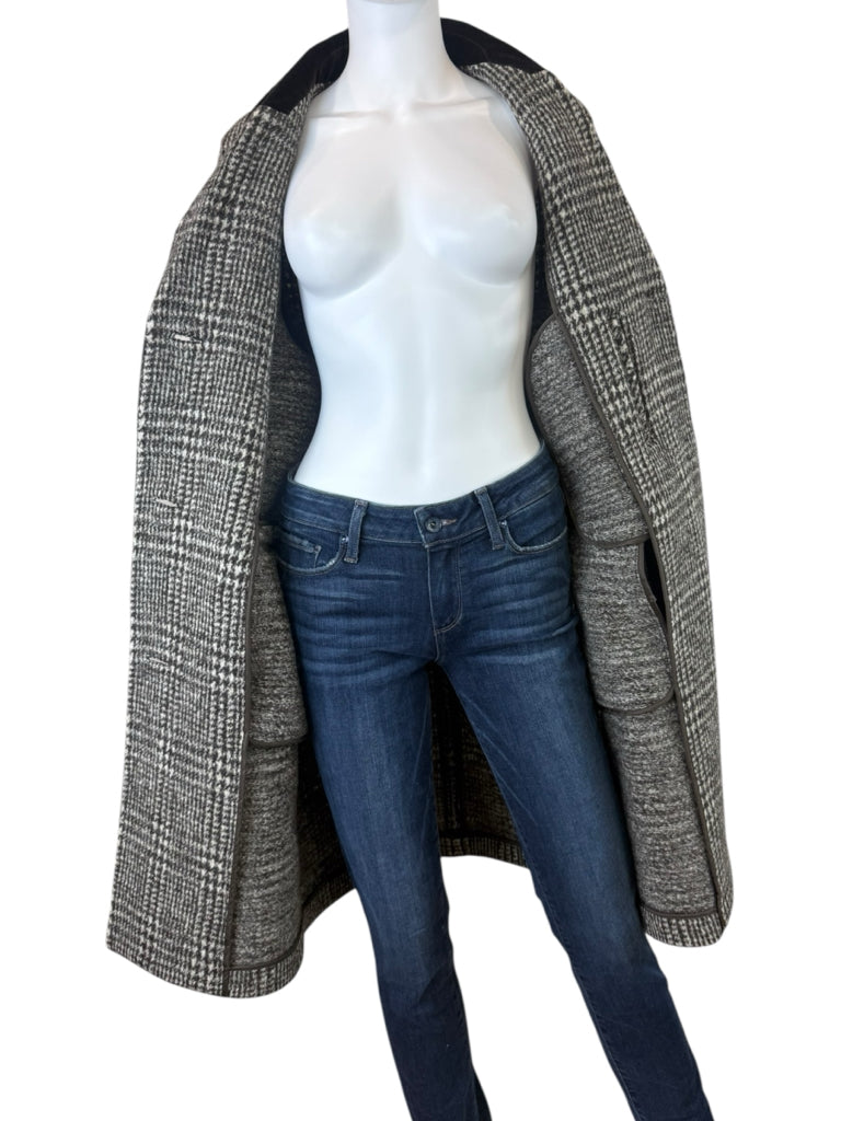 DOEN 100% Virgil Wool Houndstooth Check Dover Coat Size XS