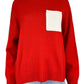 stateside Anthropologie Red Cashmere Sweater With White Pocket NWT Size M