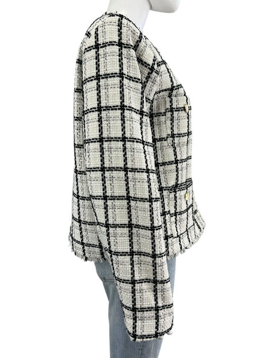 TAHARI Plaid Tweed Jacket Size L