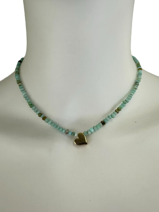 Kori Green Blue Heart Beaded Necklace