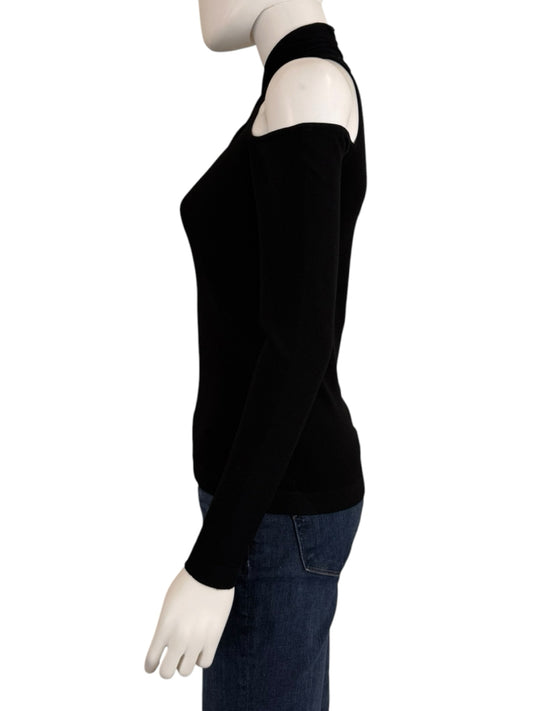 MILLY Black Crisscross Keyhole Neck Top Size S