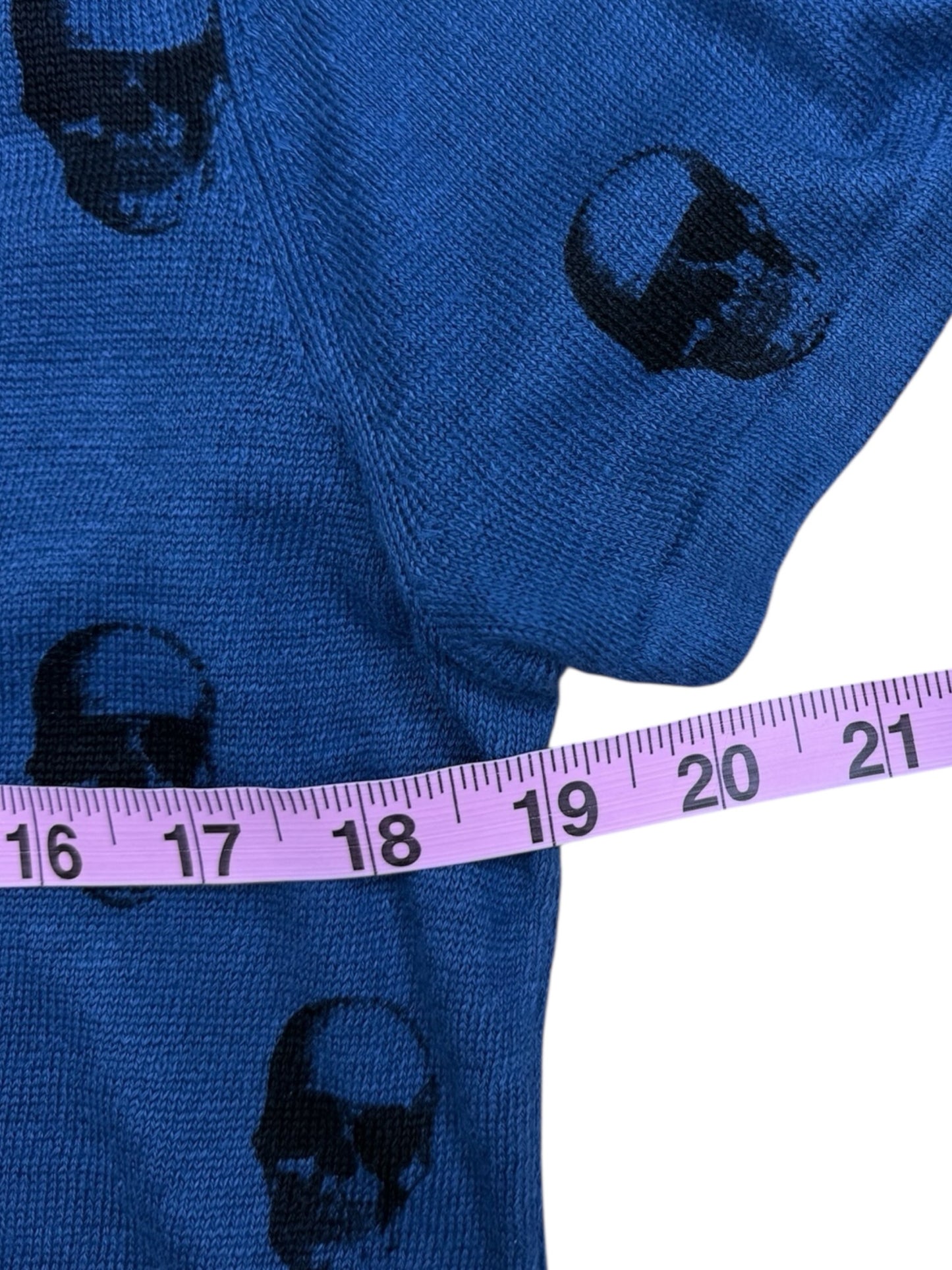 SKULL CASHMERE Blue Linen Skull Sweater Size M